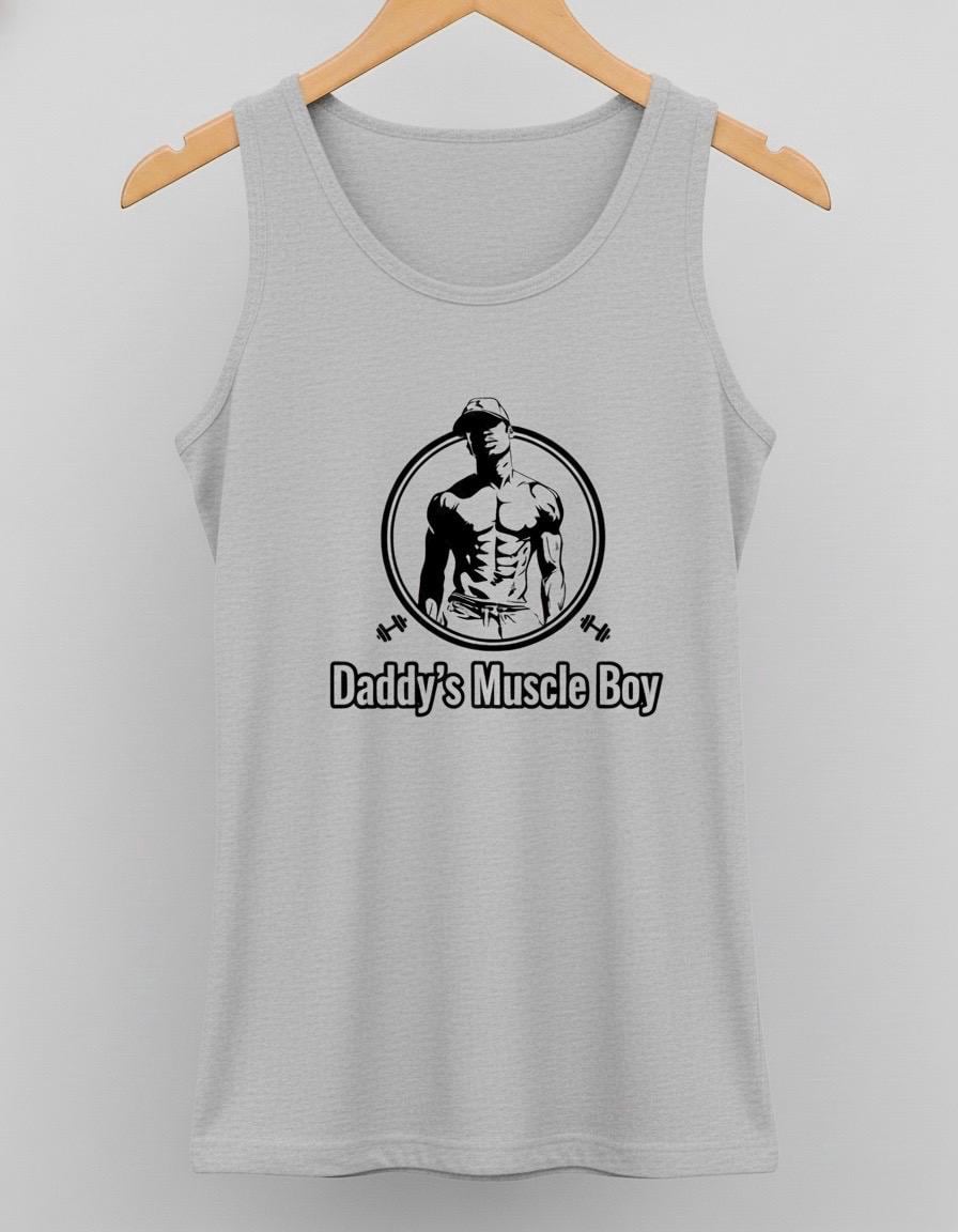 Daddy's Muscle Boy Tank Top - Vintage Style Bodybuilding Shirt - Pride Gym Wear - Men's Athletic Gray Tank - Retro Fitness Graphic Tee