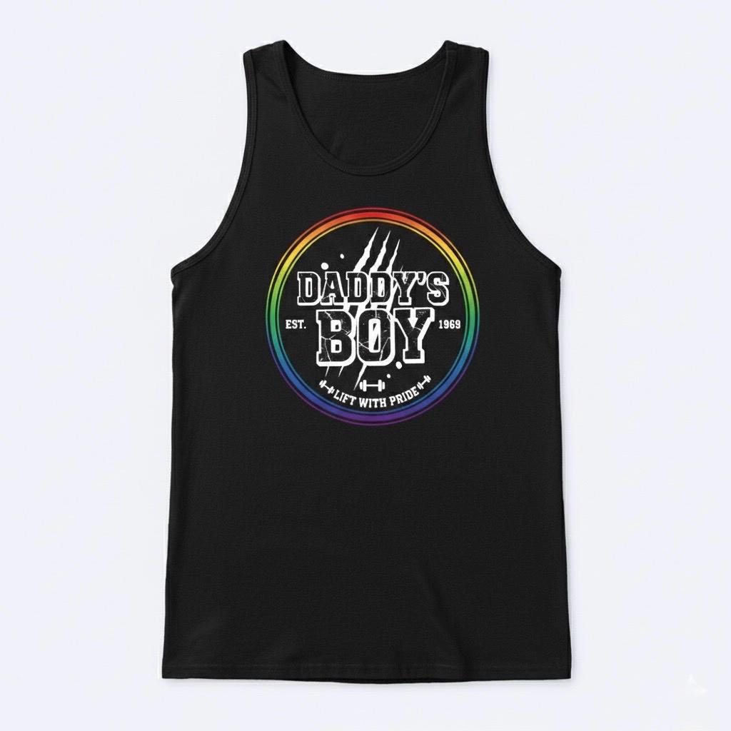Daddy's Boy Pride Muscle Tank - Retro Gym, LGBTQ+ Weightlifting