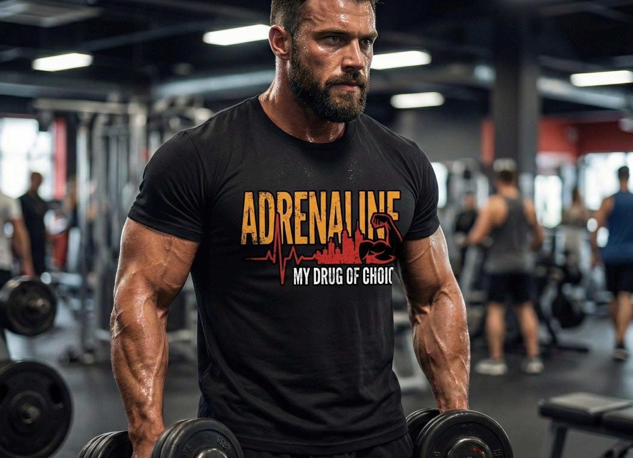 Adrenaline Gym T-Shirt | Vintage Weightlifting Tee, Bodybuilding Apparel