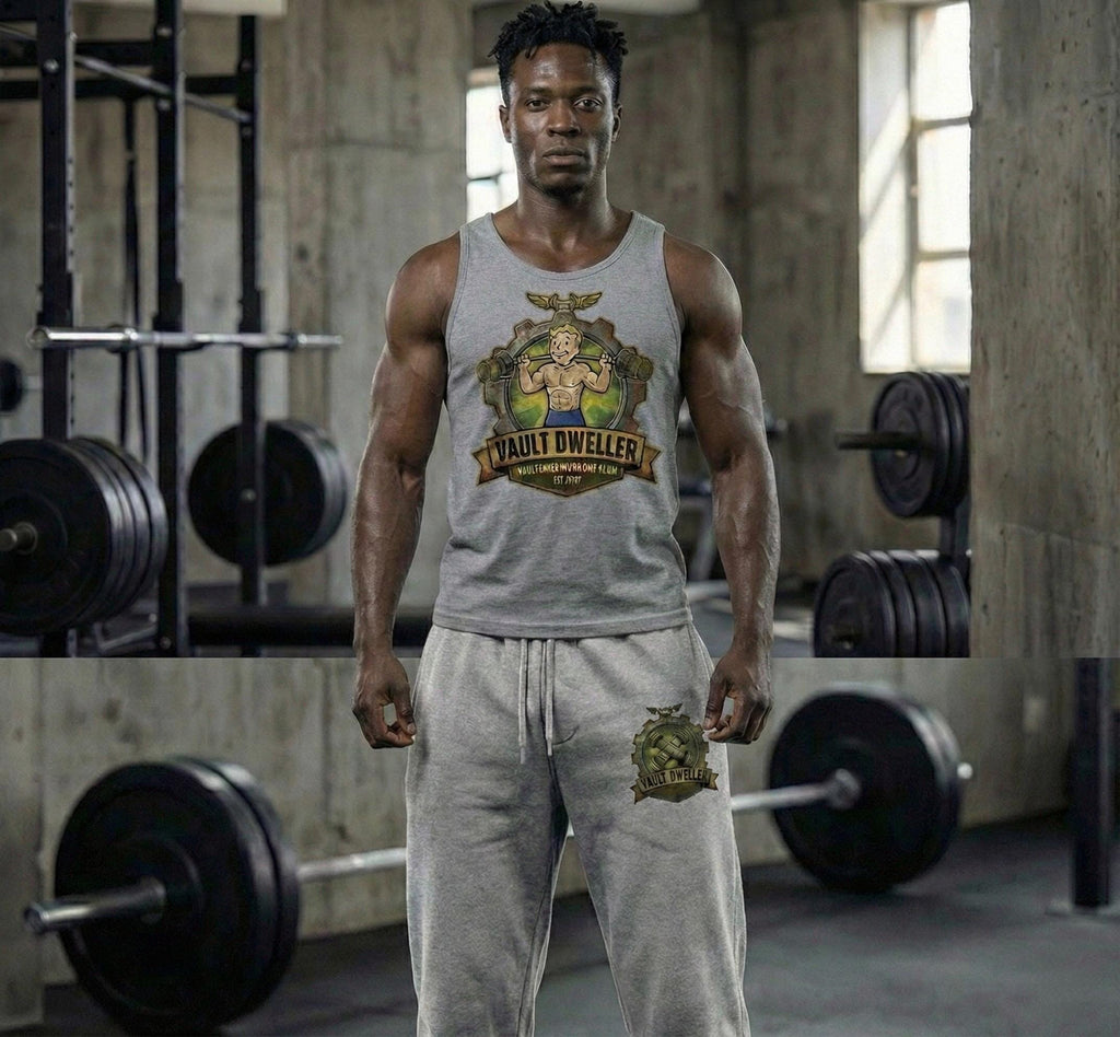 Vault Dweller Gym Set | Gamer Workout Tank & Sweatpants
