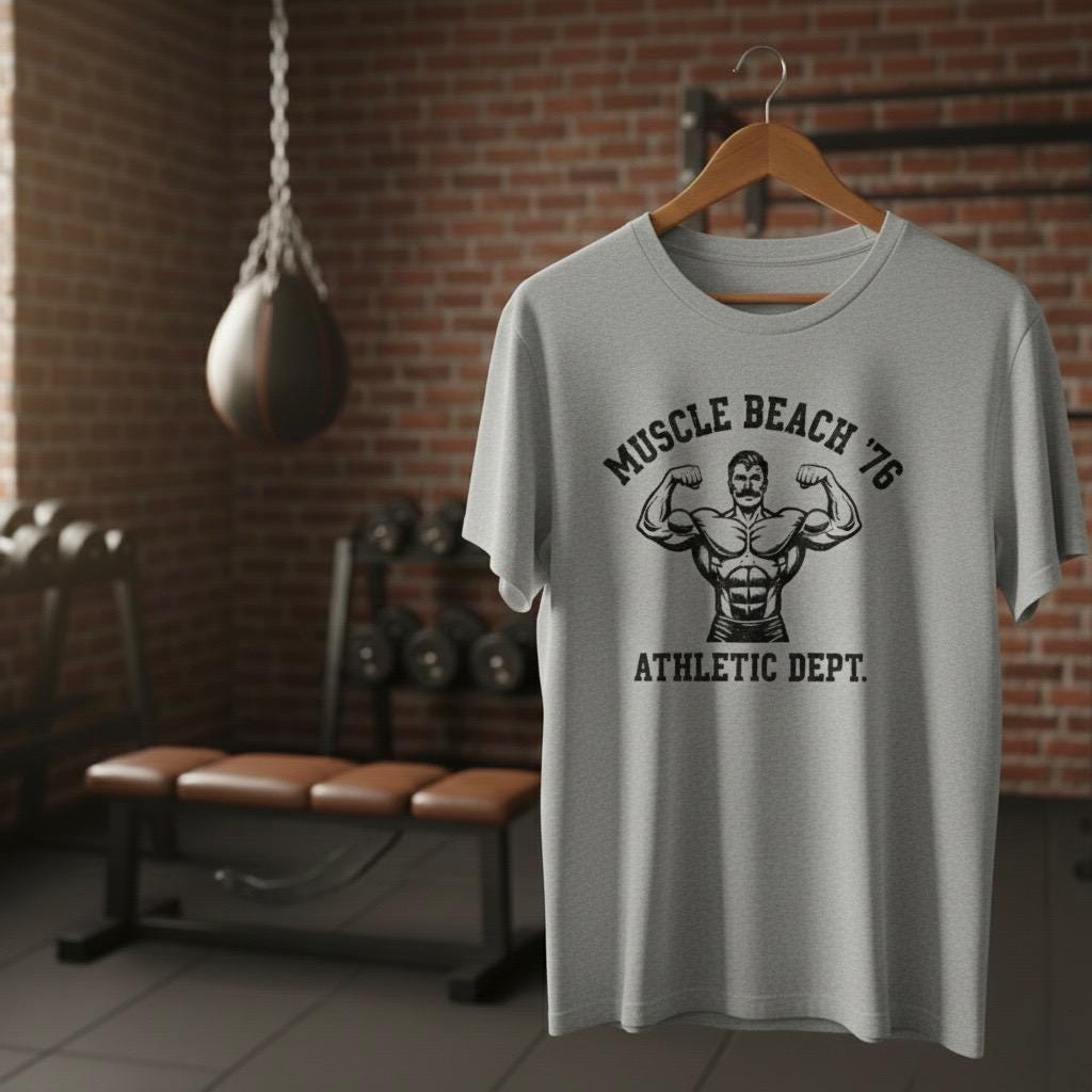 Muscle Beach ’76 Athletic Dept. Vintage T-Shirt | Retro Gym Tee