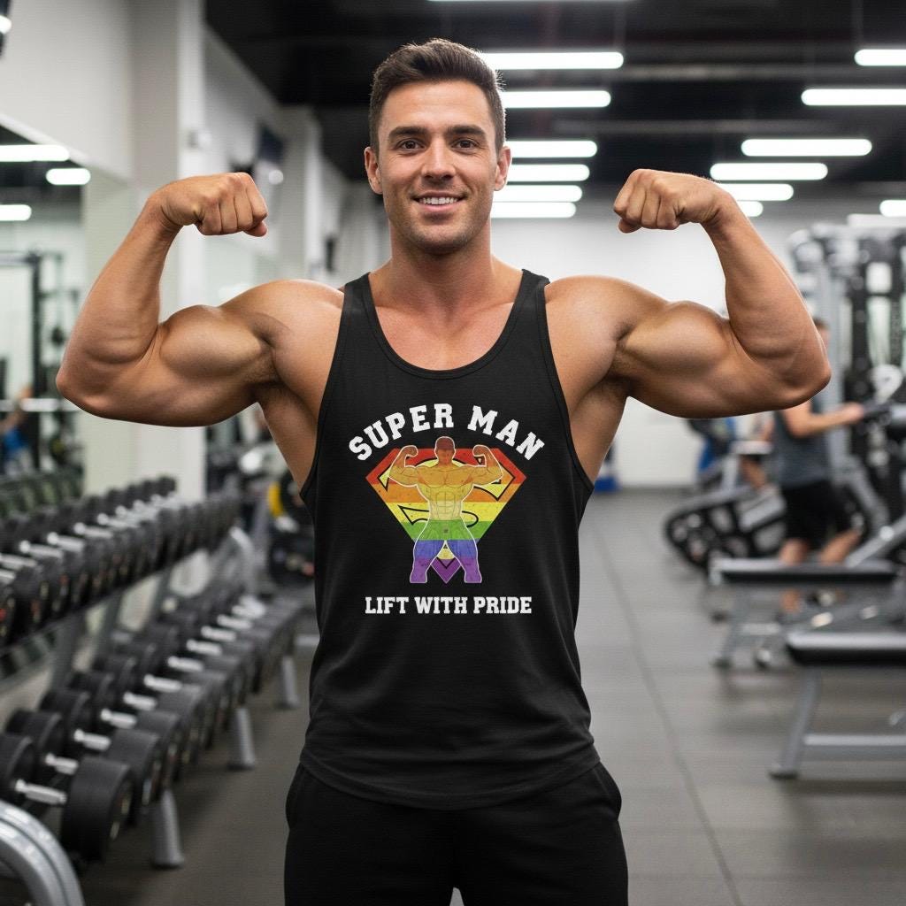 Superman "Lift With Pride" Fitness Logo – Digital Graphic Tank