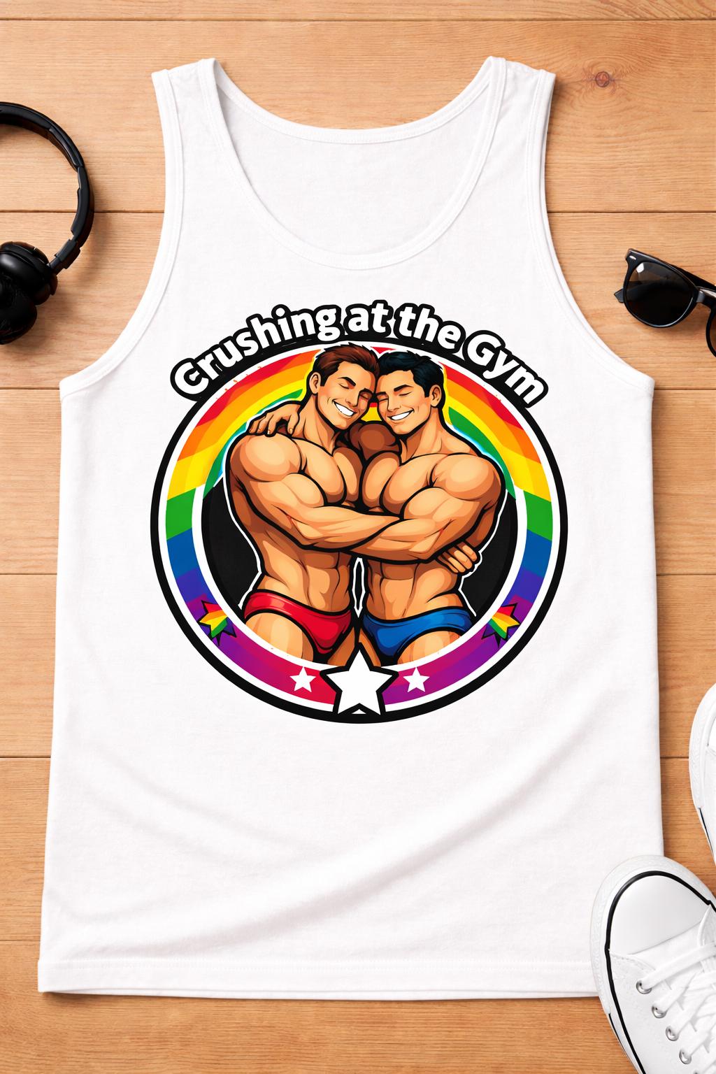 Crushing at the Gym Gay Pride Tank Top – LGBTQ+ Fitness