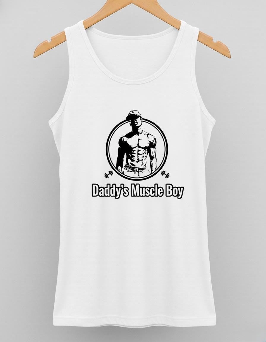 Daddy's Muscle Boy Tank Top - Vintage Style Bodybuilding Shirt - Pride Gym Wear - Men's Athletic Gray Tank - Retro Fitness Graphic Tee