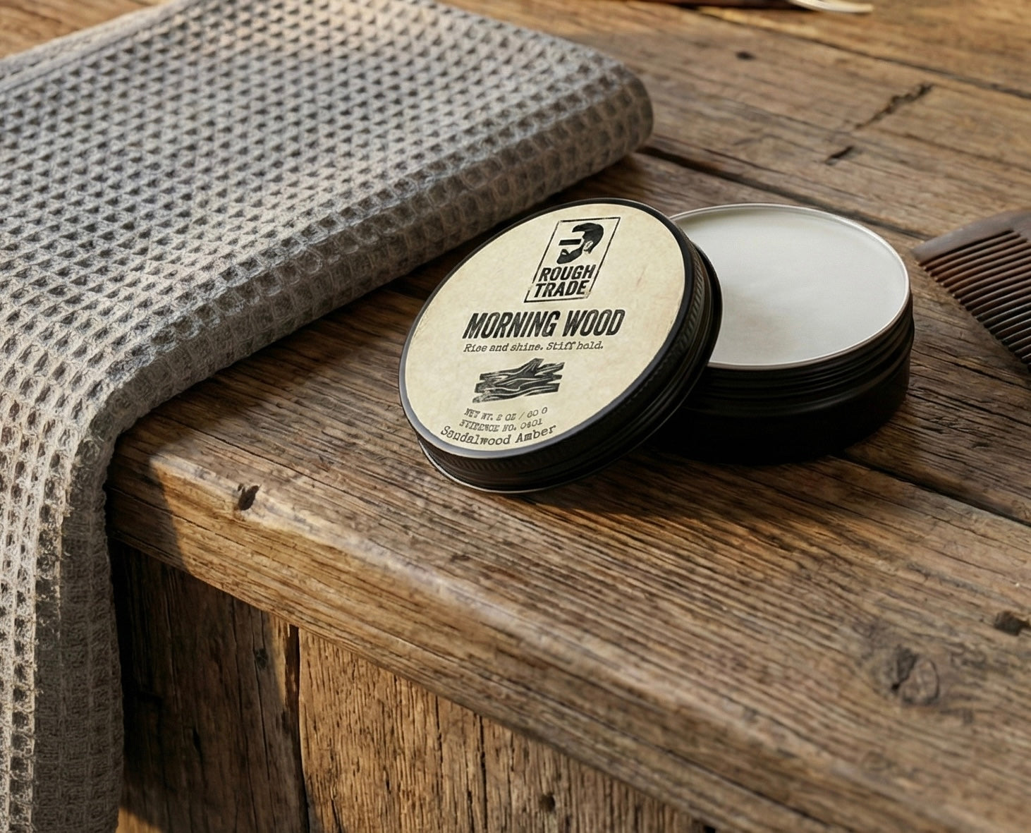 Morning Wood Beard Balm | Strong Hold Beeswax & Argan | Styling Wax by Rough Trade