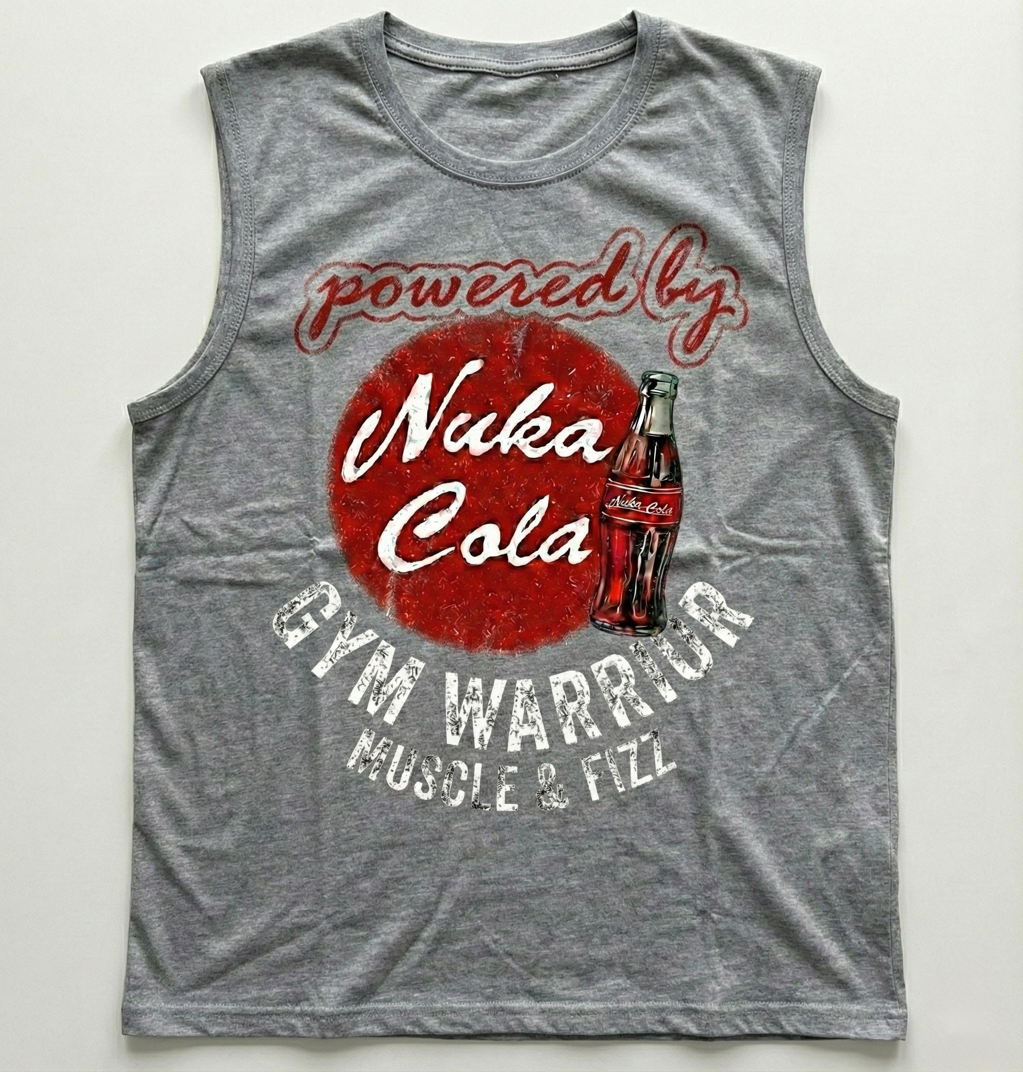 Nuka Cola Workout Tank Top | Fallout Inspired Gym Shirt | "Powered By Nuka Cola" Muscle Tee