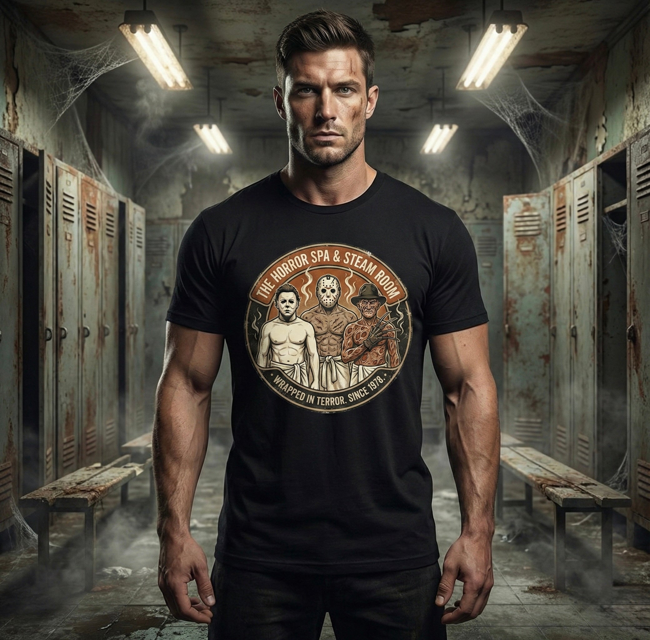 The Horror Spa & Steam Room Tee | Vintage Slasher Post-Workout Shirt