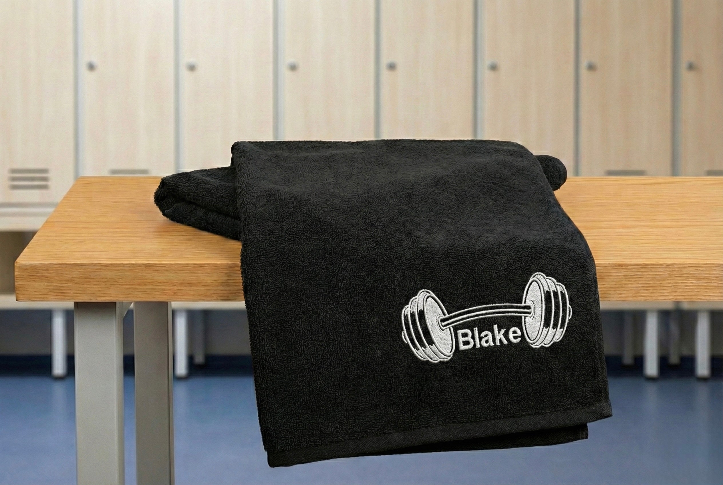 Personalized Gym Towel | Embroidered Barbell & Name Workout Towel