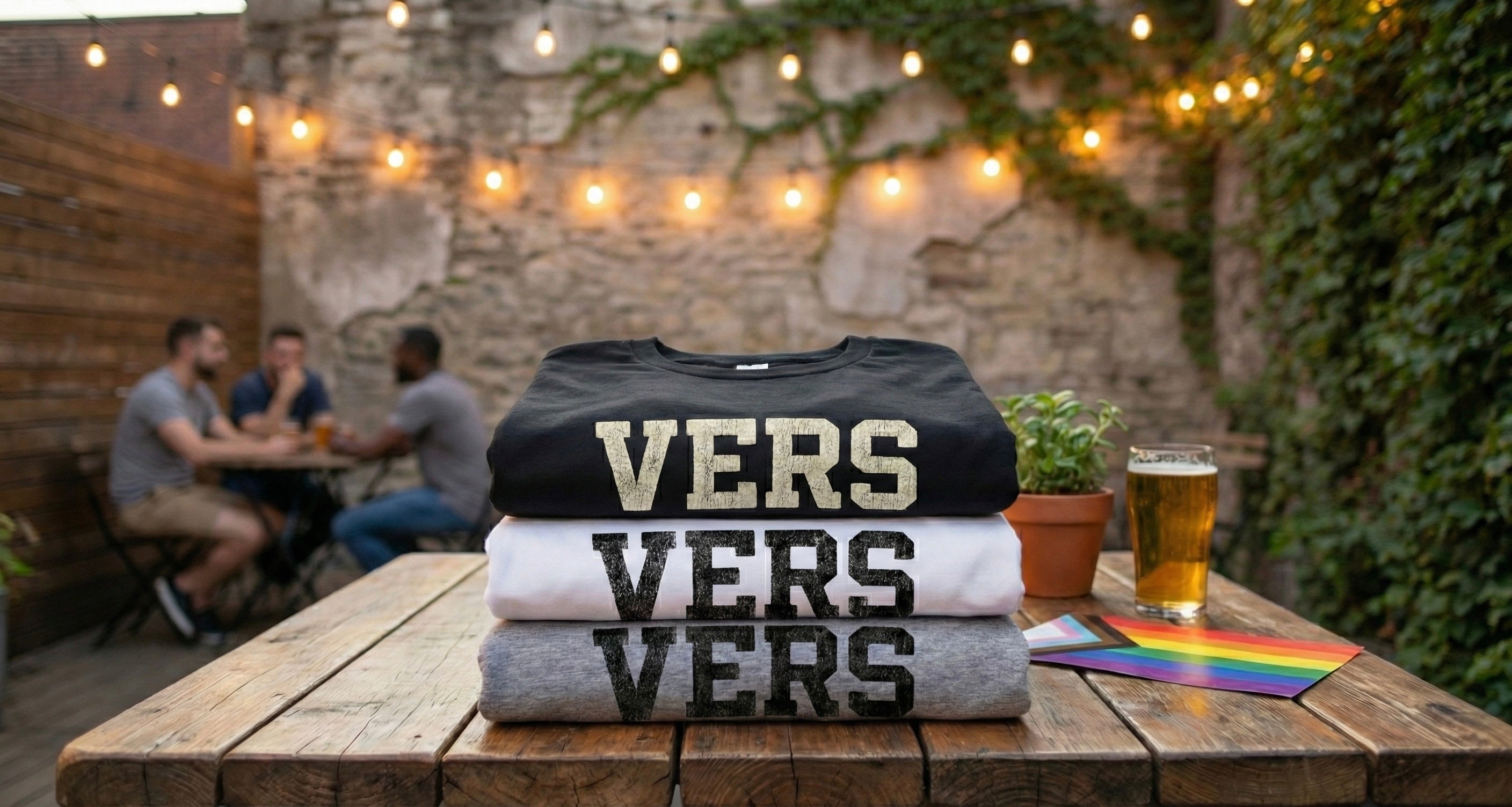 VERS Distressed Text Tank Top & T-Shirt | Gay Pride Apparel | LGBTQ+ Clubwear | Versatile Queer Gym Shirt | Vintage Style Graphic Tee