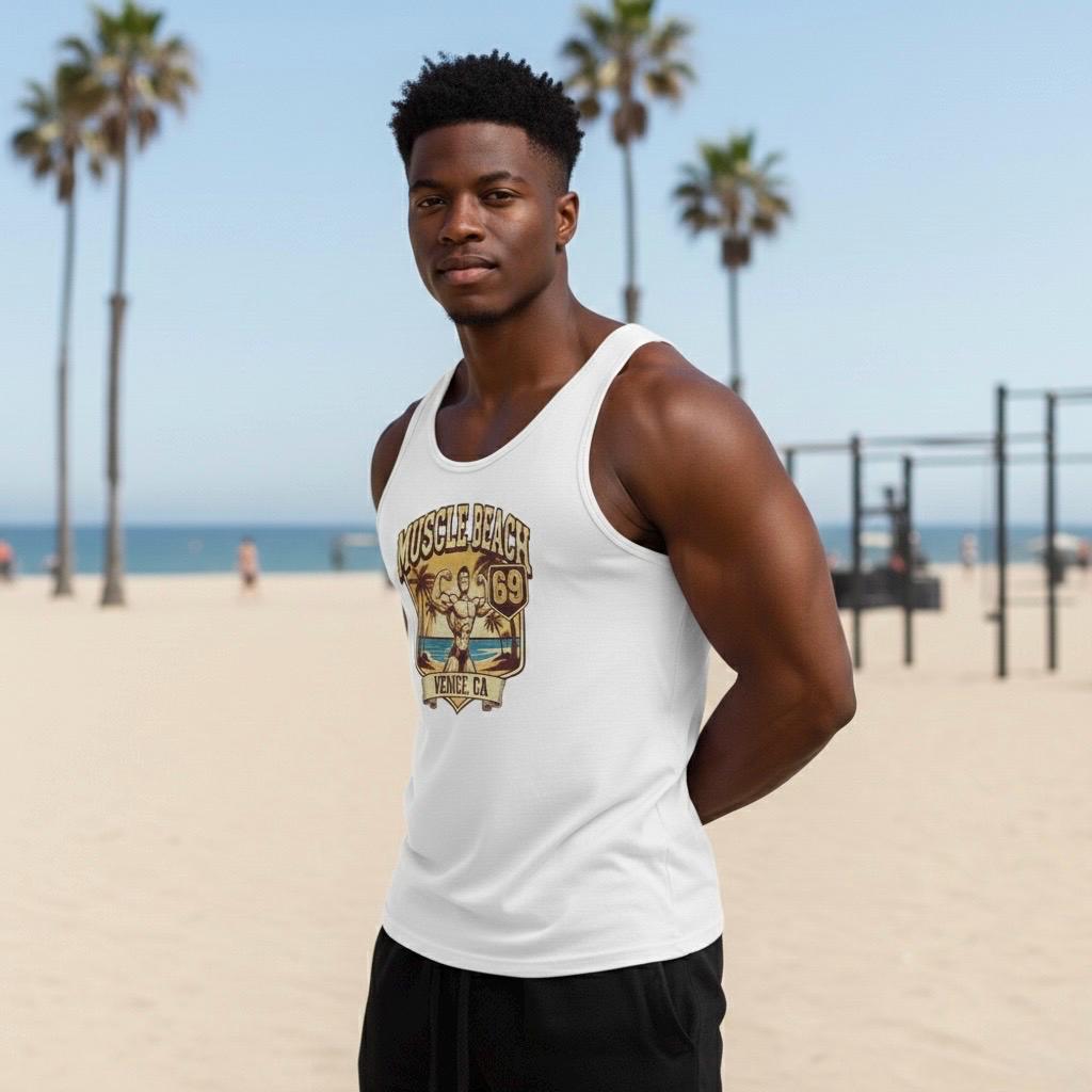 Vintage Muscle Beach Tank Top – 1969 Retro Bodybuilding Gym Shirt