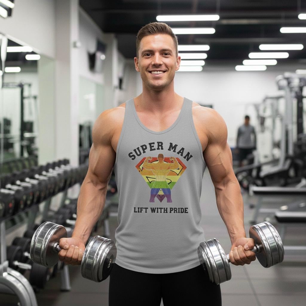 Superman "Lift With Pride" Fitness Logo – Digital Graphic Tank