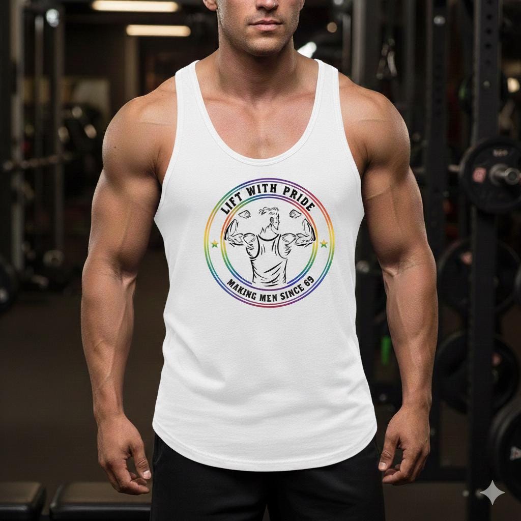 LGBTQ+ Gym Tank Top | Pride Fitness Stringer | Lift With Pride Men's Workout Shirt | Rainbow Bodybuilding Apparel | Queer Fitness