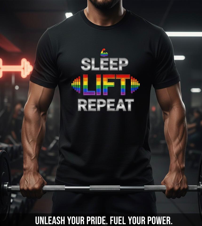 Sleep-Lift-Repeat LGBT Workout Wear