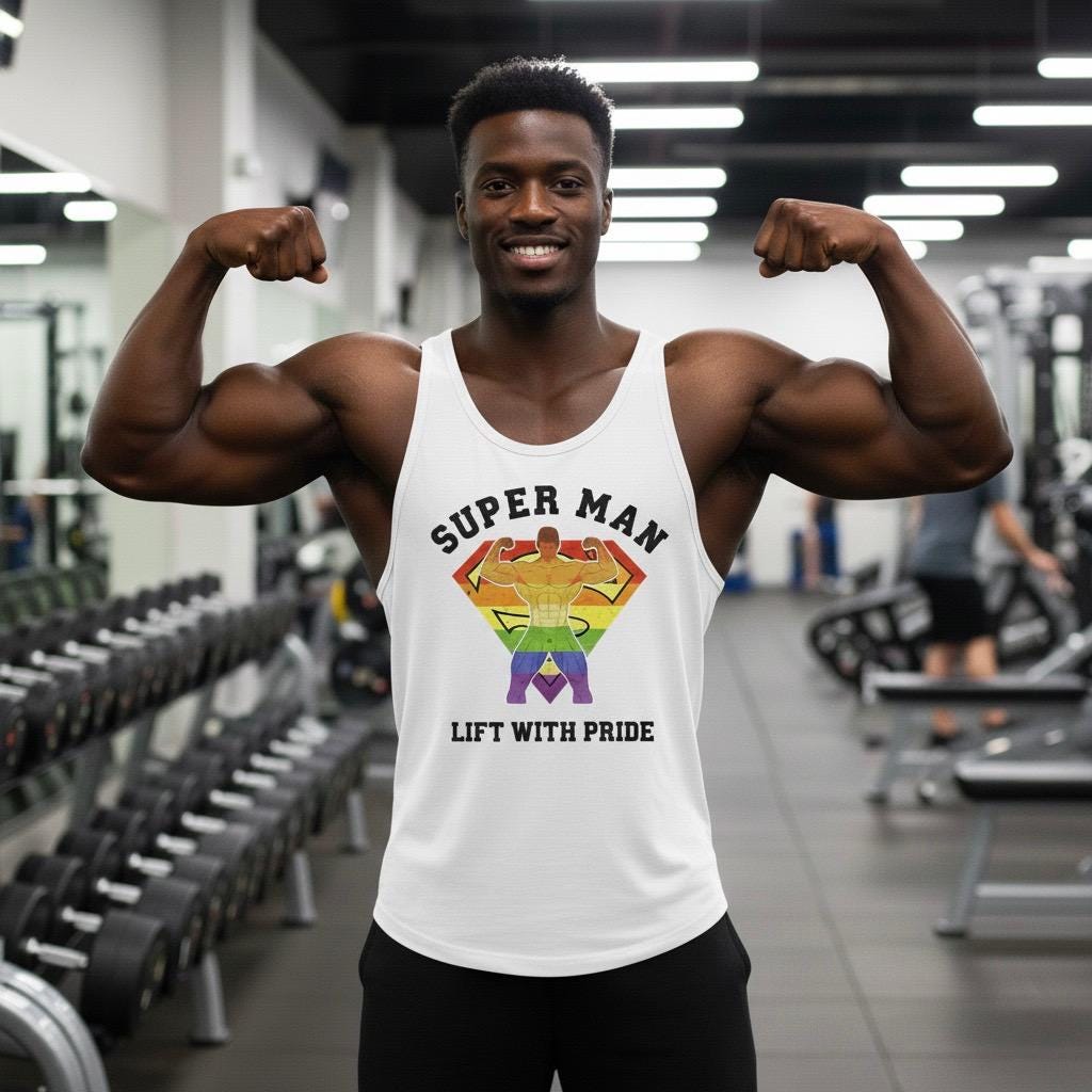 Superman "Lift With Pride" Fitness Logo – Digital Graphic Tank