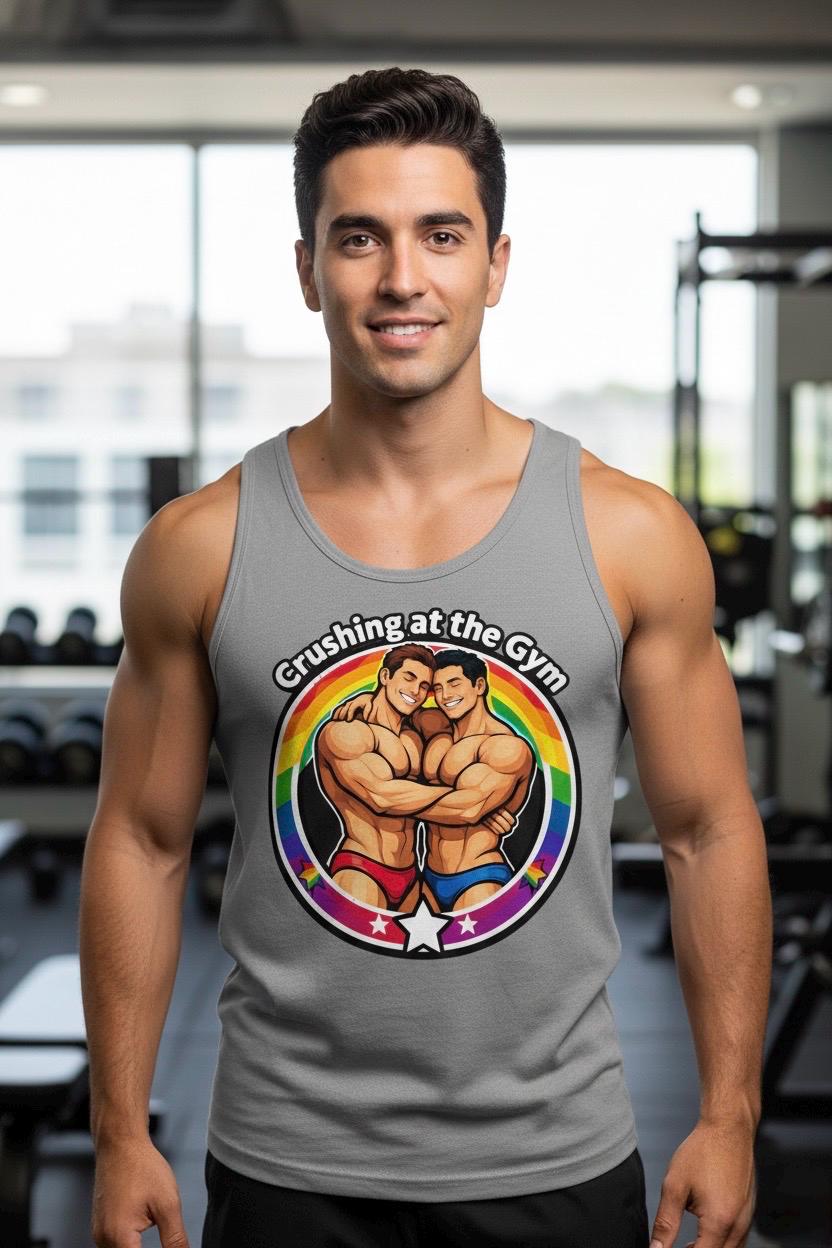 Crushing at the Gym Gay Pride Tank Top – LGBTQ+ Fitness