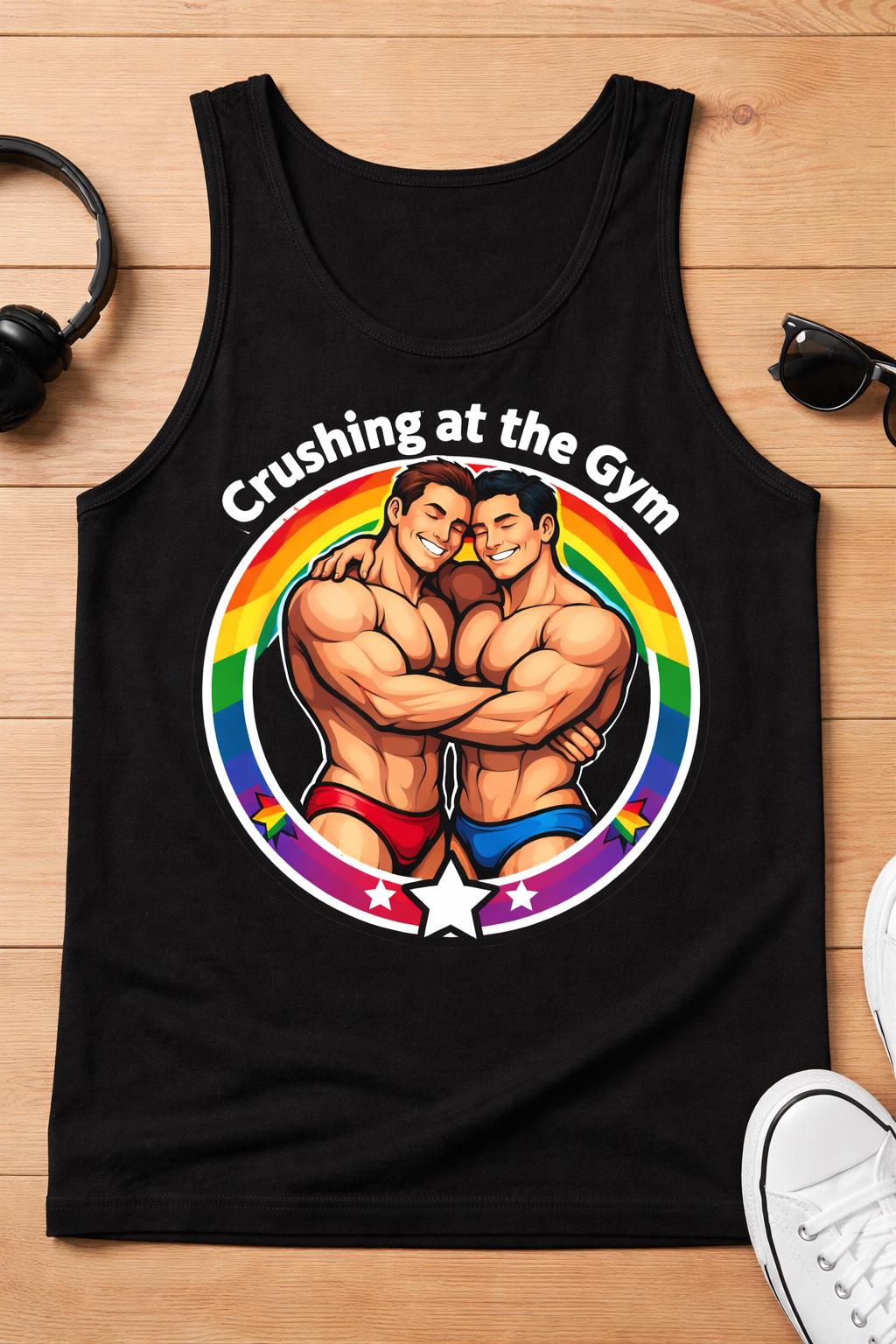 Crushing at the Gym Gay Pride Tank Top – LGBTQ+ Fitness