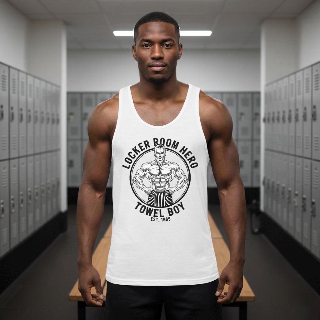 Vintage 1969 Locker Room Hero Shirt - Retro Bodybuilding Tank Top - Towel Boy Athletic Dept. Gym Humor Tee - Unisex Fitnes