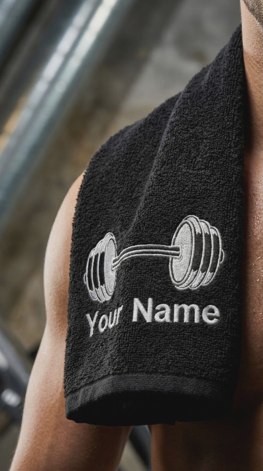 Personalized Gym Towel | Embroidered Barbell & Name Workout Towel