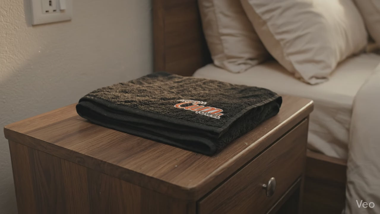 The "Official" Towel | Funny Embroidered Gym Towel | Naughty Gag Gift for Him | Bachelor Party Favor | Black Hand Towel